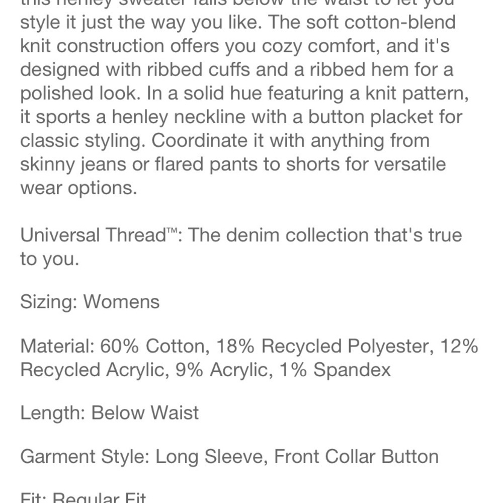 Universal thread Henley pullover sweater nwt NWT - image 5